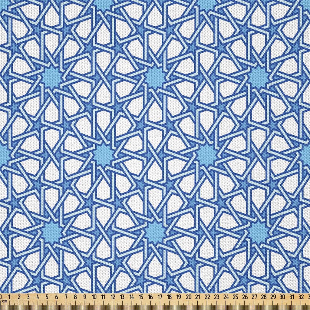 ABAKUHAUS marokkanisch Satin Stoff als Meterware, Traditionelles maurisches verwirrtes Linien-Muster-Ostdesign-Zusammenfassungs-Geometrisches, 3 M ...