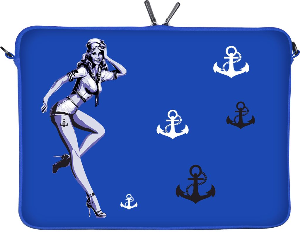 LS121-15 Jacky Designer Notebooktasche 15,6 Zoll (39,1 cm) aus Neopren Notebook-Hülle Sleeve Tasche Schutzhülle Cover Case Marine Damen blau