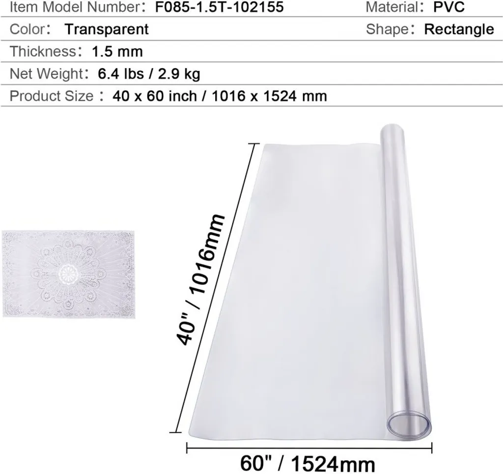 Protection de table PVC anti-rayure 101x152 cm - Solution nappe étanche - 7