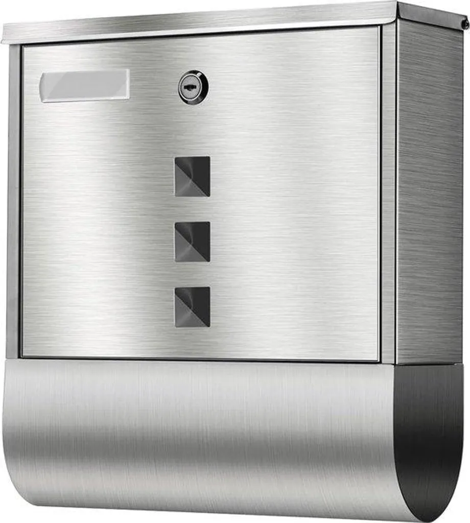 Boîte aux lettres design avec plaque nominative et range-revues Inox