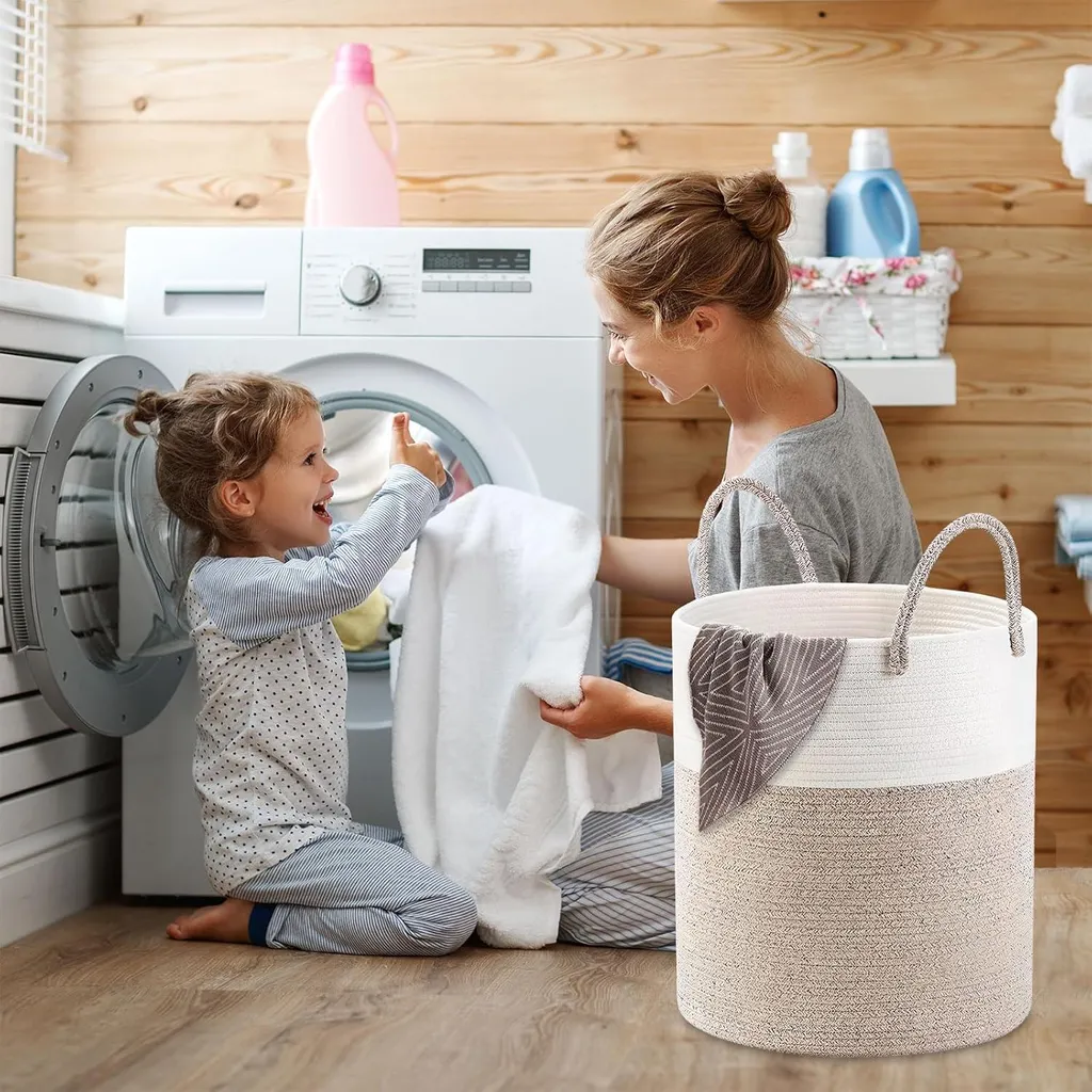 Panier à linge pour salle de bain 60L - Rangement coton 50 x 38 cm - 3