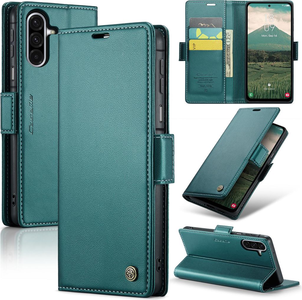 Lederhülle für Samsung Galaxy A17 5G/4G Brieftasche Kartenfach Schutzhülle mit Standfunktion Grün