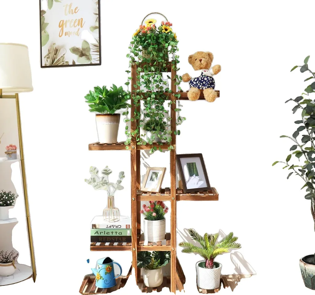 Support plantes bois 6 niveaux : fini le désordre de vos pots de fleurs