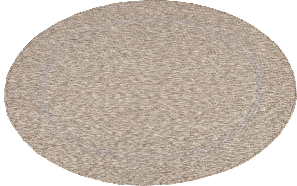 Outdoor Teppich Wetterfest 160x160 Rund Beige für Camping Garten oder innen Unicolor - Einfarbig aus Polypropylen