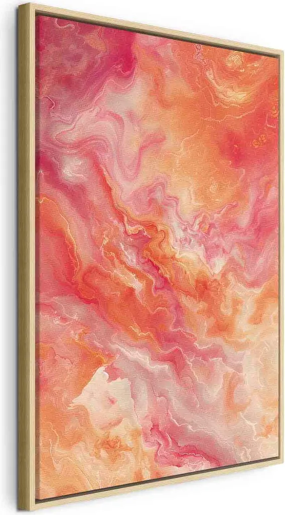 Quadro su tela italiano - Colori di fuoco - Forme dinamiche nei colori del fuoco e del rosa 40x60 cm Astratto a-H-10042-b-a
