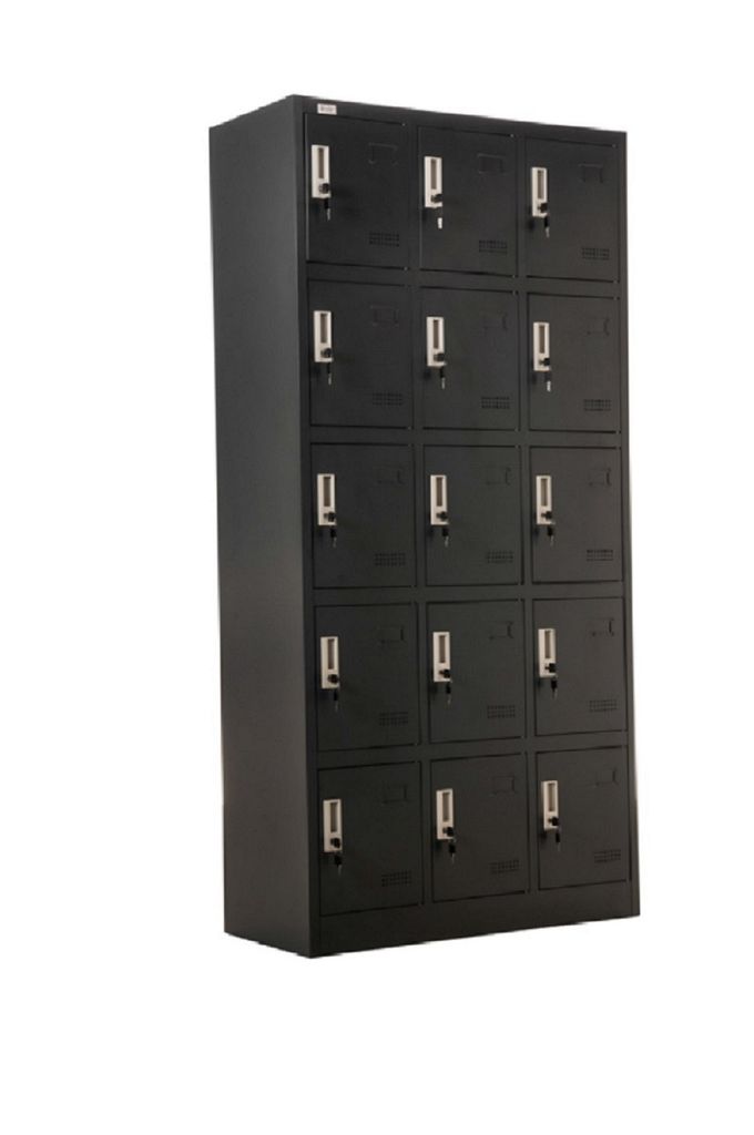 Stahlschrank BUDAPEST Schließfachschrank Metall anthrazit 90x40x185cm 15 Abteile abschließbar