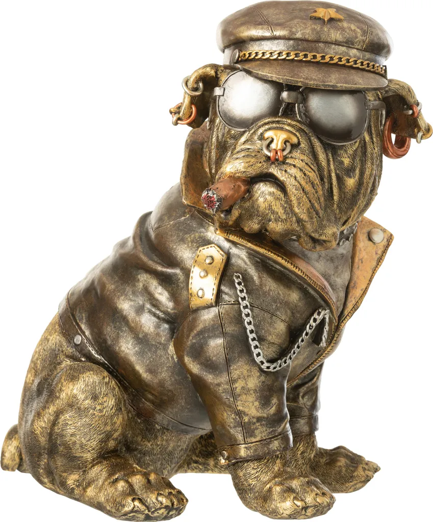 Sculpture Bouledogue Antique Brown J-Line - Résine Effet Bronze Vieilli