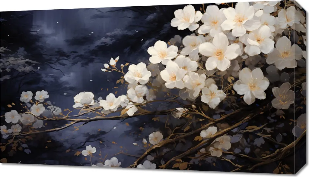 Quadro 70x40 cm Fiori Bianchi in Giardino - Arredo Tela Moderna