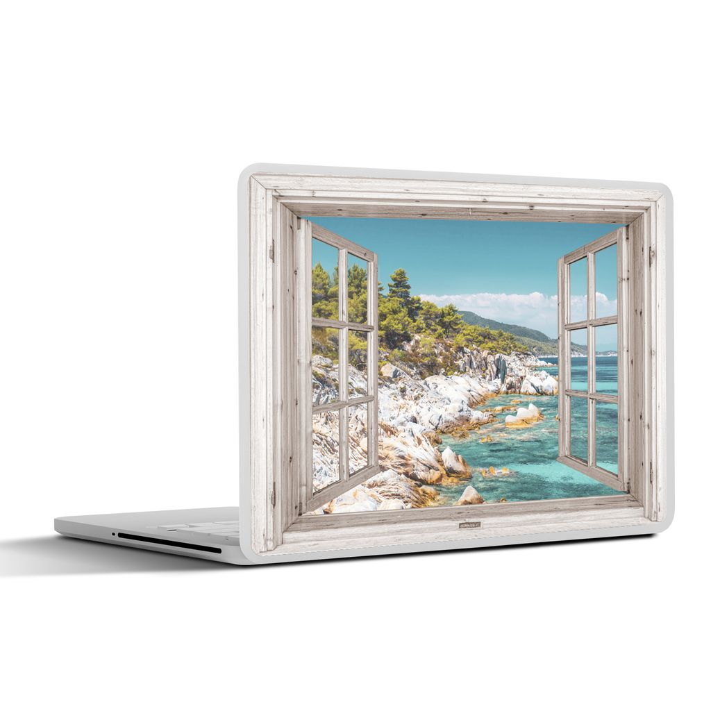 MuchoWow Laptop Aufkleber Sticker Cover Aussicht - Strand - Meer 40x30 cm - Laptop Dekoration - Selbstklebend