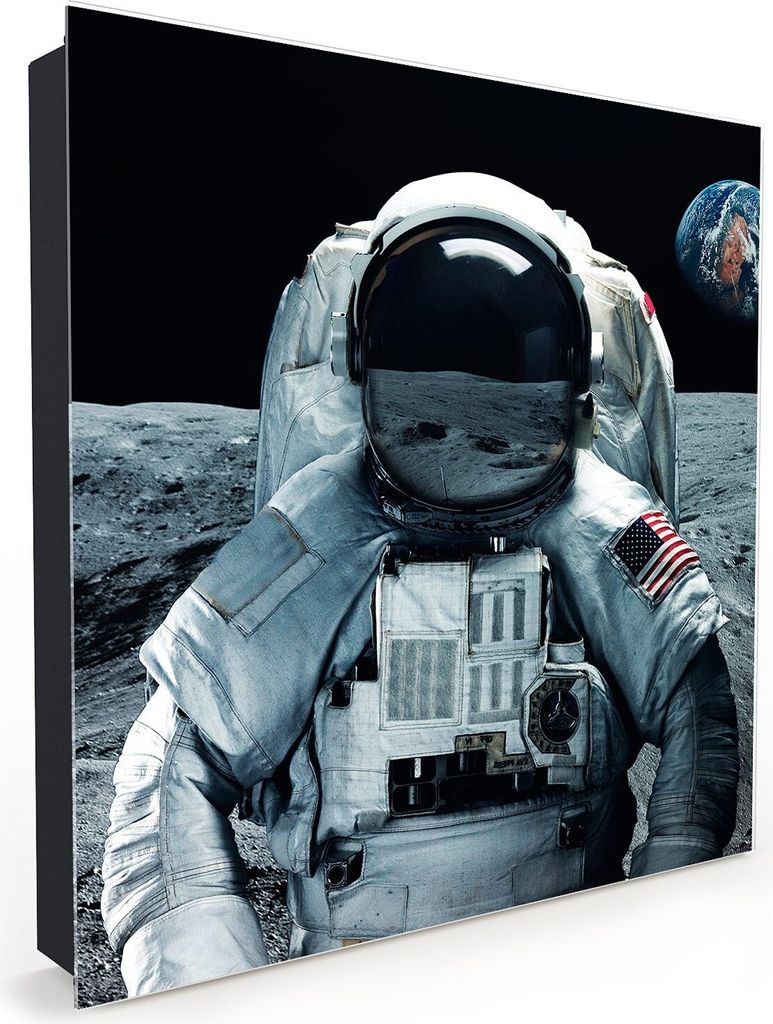 Nachbildung-Schlüsselkasten, Magnetpinnwand und Memoboard mit Glasfront Motiv Astronaut