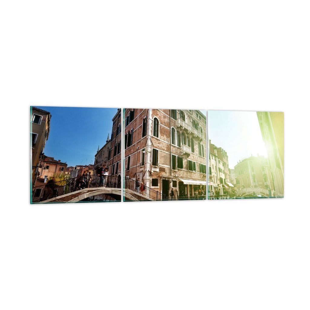 Bilder auf glas - Kanal Wasser Venedig Haus - 90x30cm - Glasbilder - Wandbilder - Kunstdruck - zum Aufhängen bereit - Wanddekoration aus Glas - Gl...
