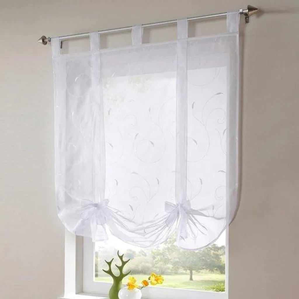 Brise-bise blanc transparent 100x140 cm pour fenêtre de cuisine moderne