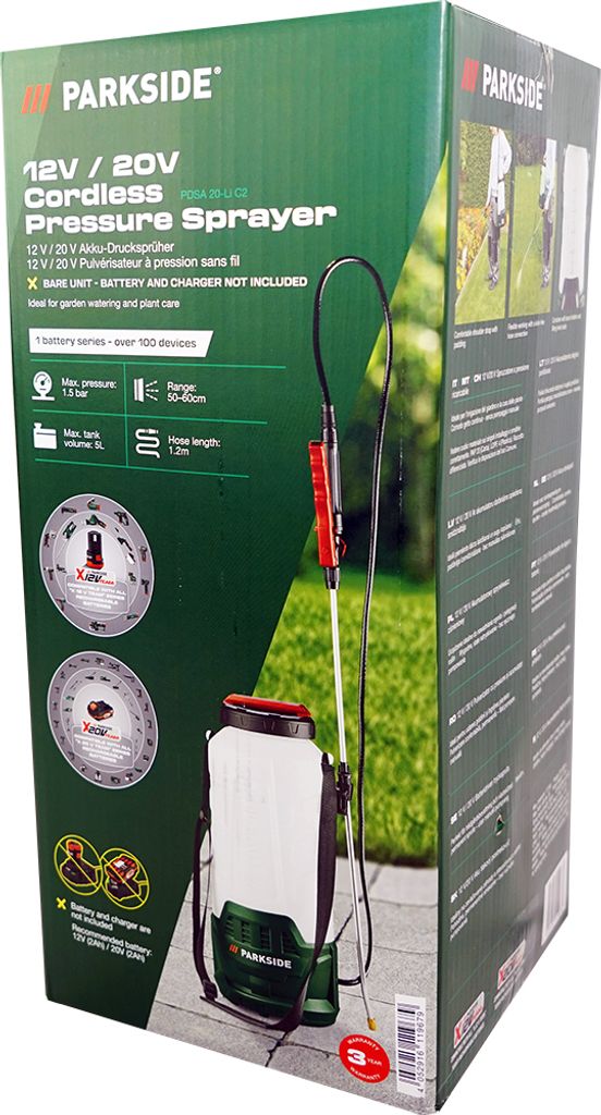 PARKSIDE® 12 V / 20 V Akku-Drucksprüher PDSA D3, 5 l Tank