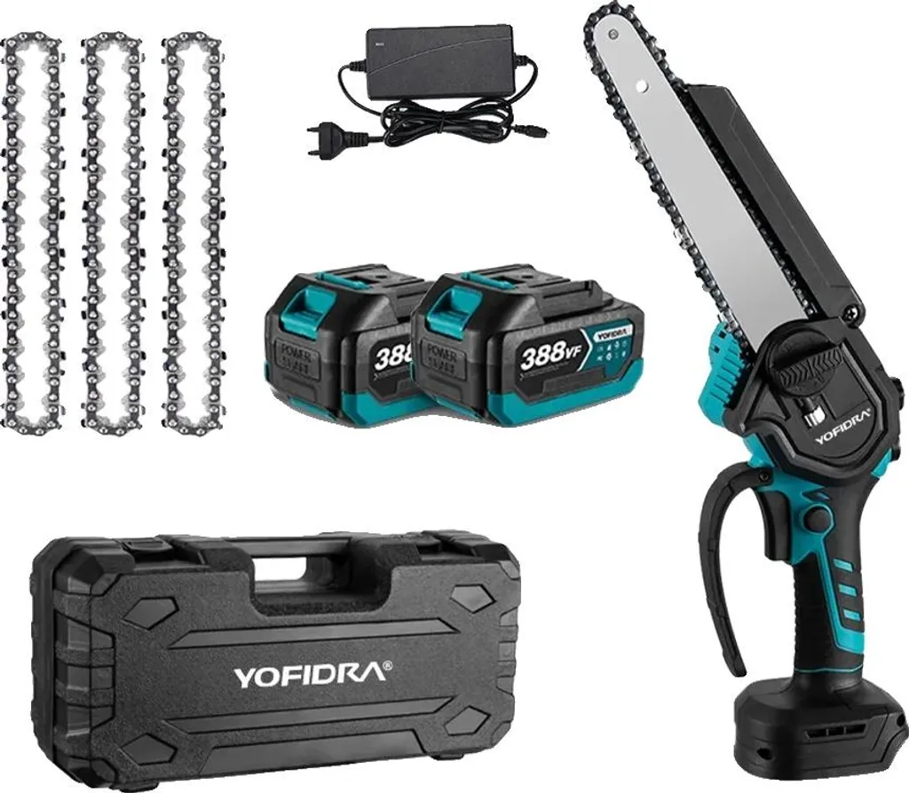 Mini tronçonneuse portative 21V avec 2 batteries pour élagage jardin