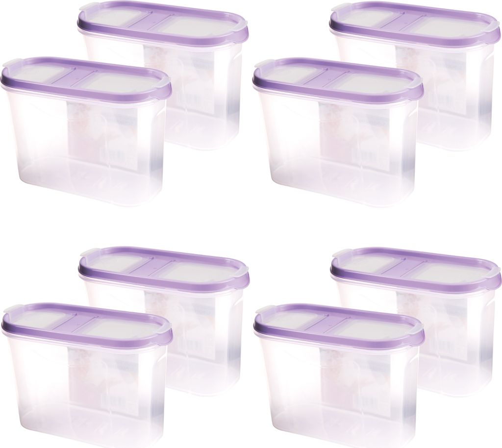 Vorratsdosen mit Deckel 1,4 Liter ( 8er Pack / Lila ), Luftdicht Schüttdose BPA frei, Vorratsbehälter Set - Frischhaltedosen Klappdeckel