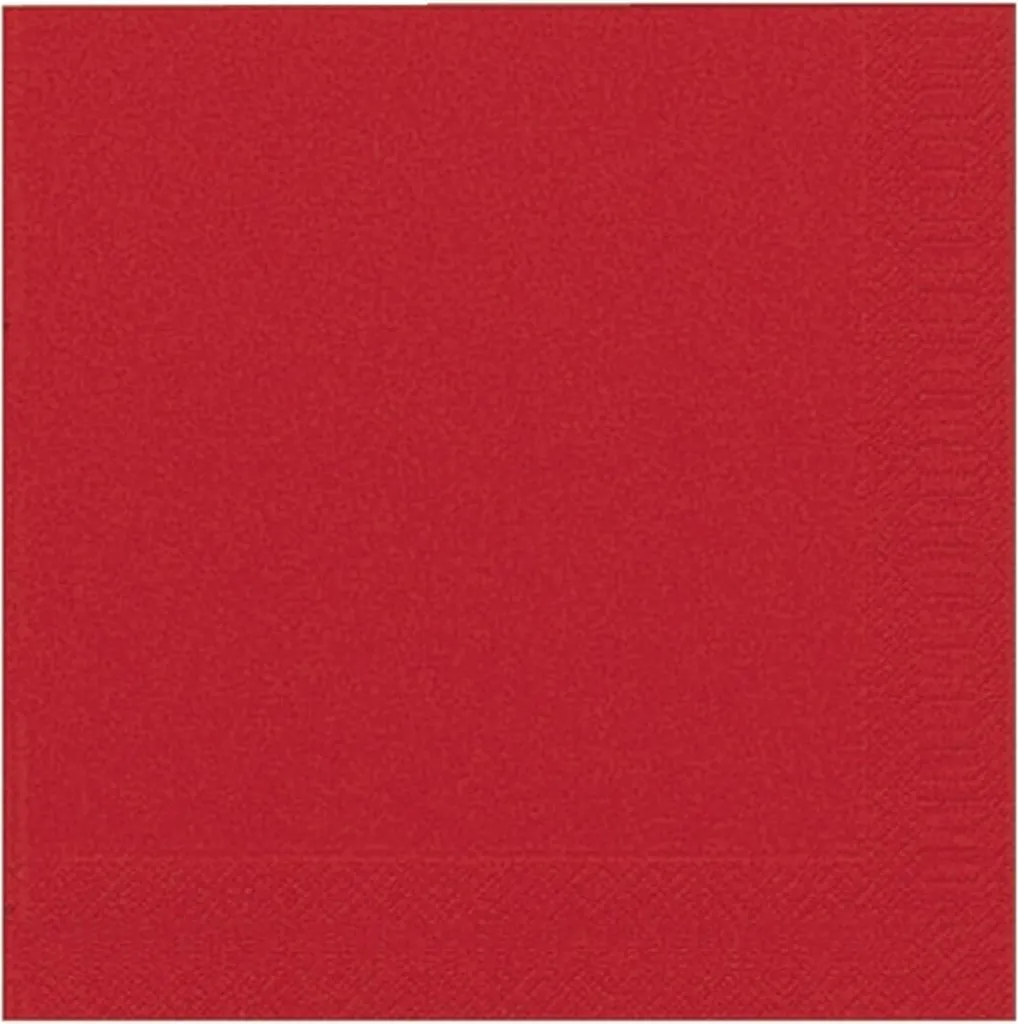 Serviettes Papier 40x40 Rouge Brillant 3 Plis Duni (20 serviettes)