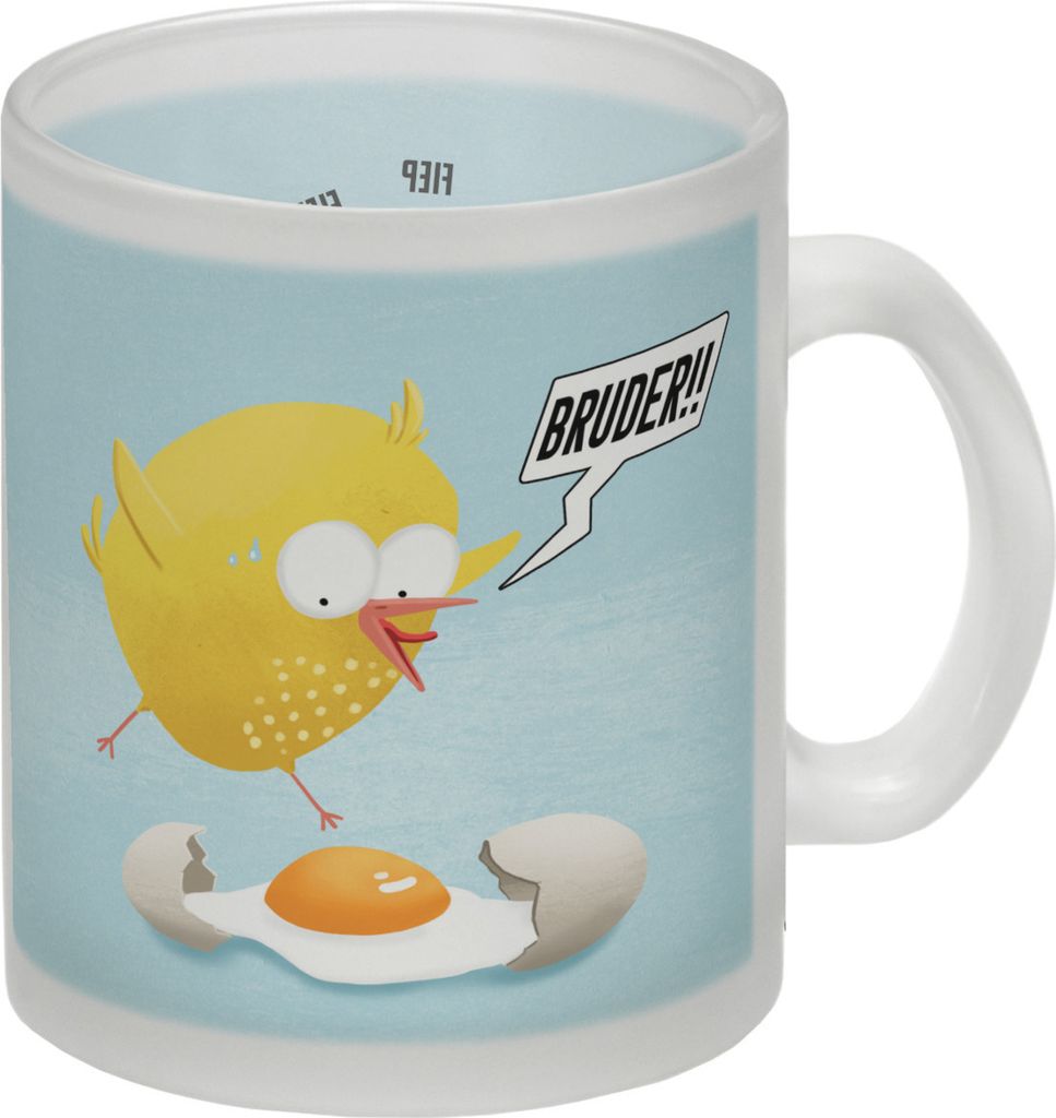 Niedliches Küken mit Ei Glas Tasse