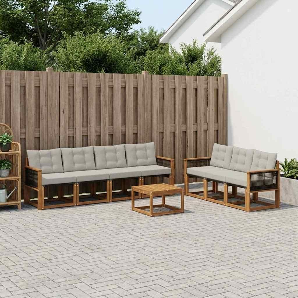 Möbel Outdoor-Sofagarnitur mit Kissen 8 pcs Natürlich und HellgrauGartensofas - Gartensofas c518