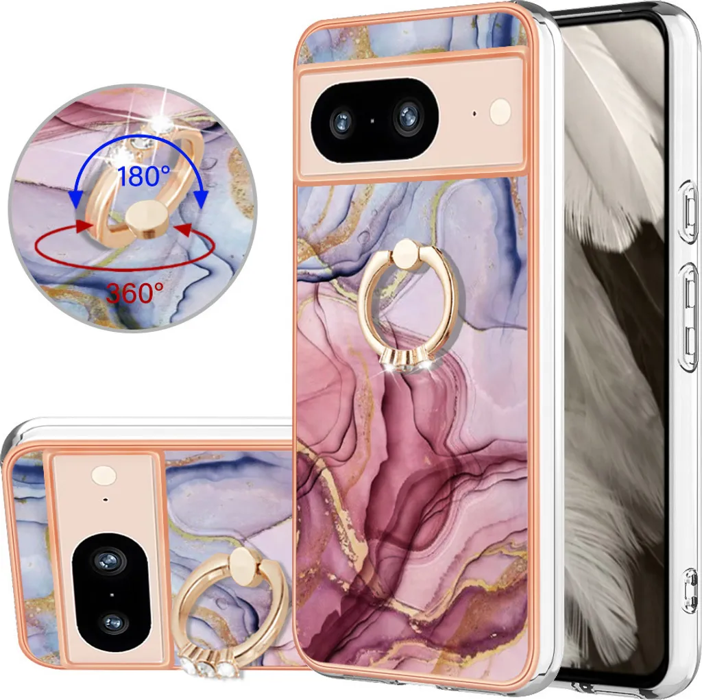 Custodia Luxury Google Pixel 8 Oro Rosa - TPU con Ring Support - 1