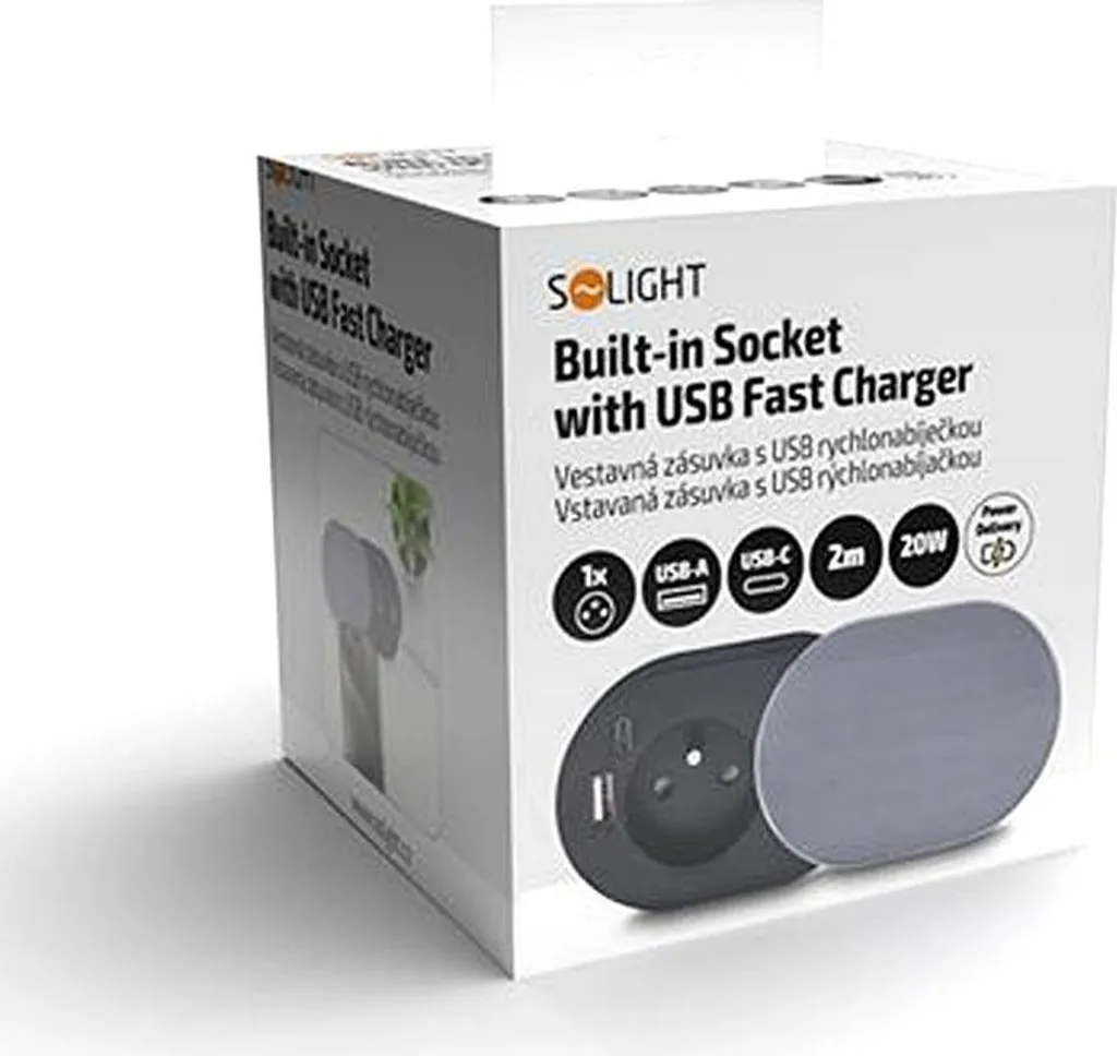 Plus de batterie faible avec la prise de bureau USB-C 20W Solight PP124C - 9