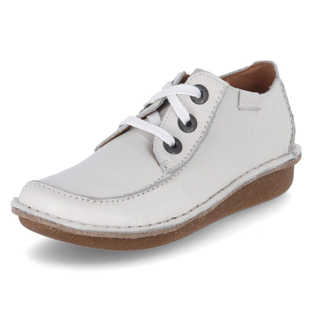 Clarks Damen Schnürschuhe/ Halbschuhe FUNNY DREAMS Weiß Glattleder Größe:71/2