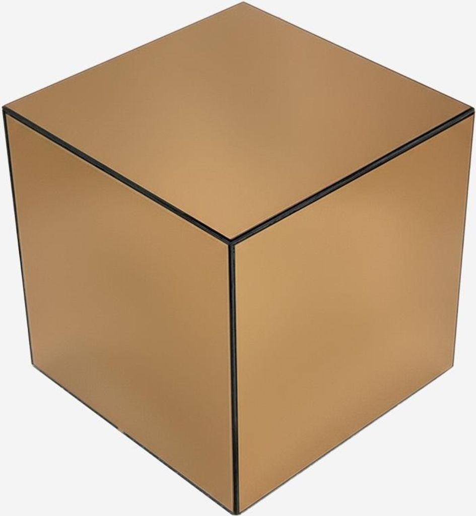 sweeek - Kubischer Tisch mit Spiegelglas, Sofaende, Beistelltisch, 35 cm - Bernsteinfarben