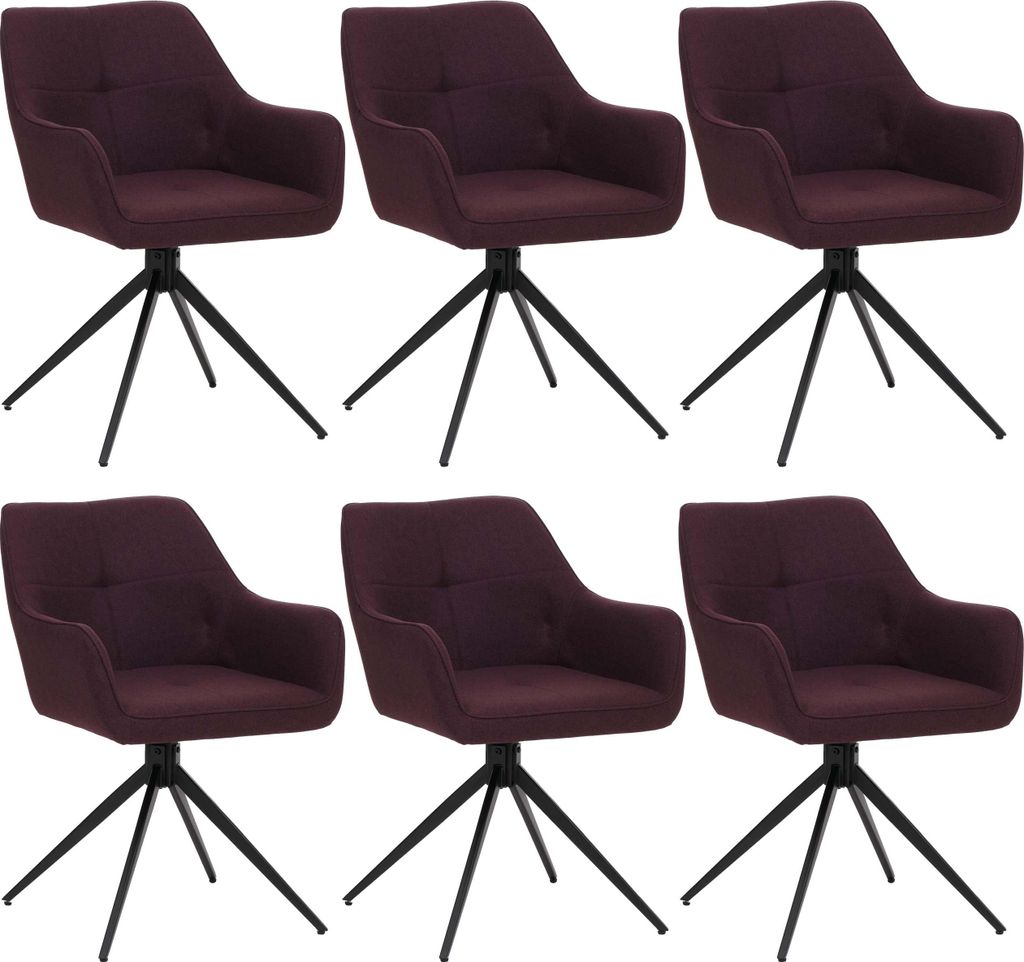 6er-Set Esszimmerstuhl | HxBxT 80x53x59cm | Sitzhöhe 41cm | Stoff/Textil (270g/m²) | Bordeaux | Küchenstuhl Armlehne