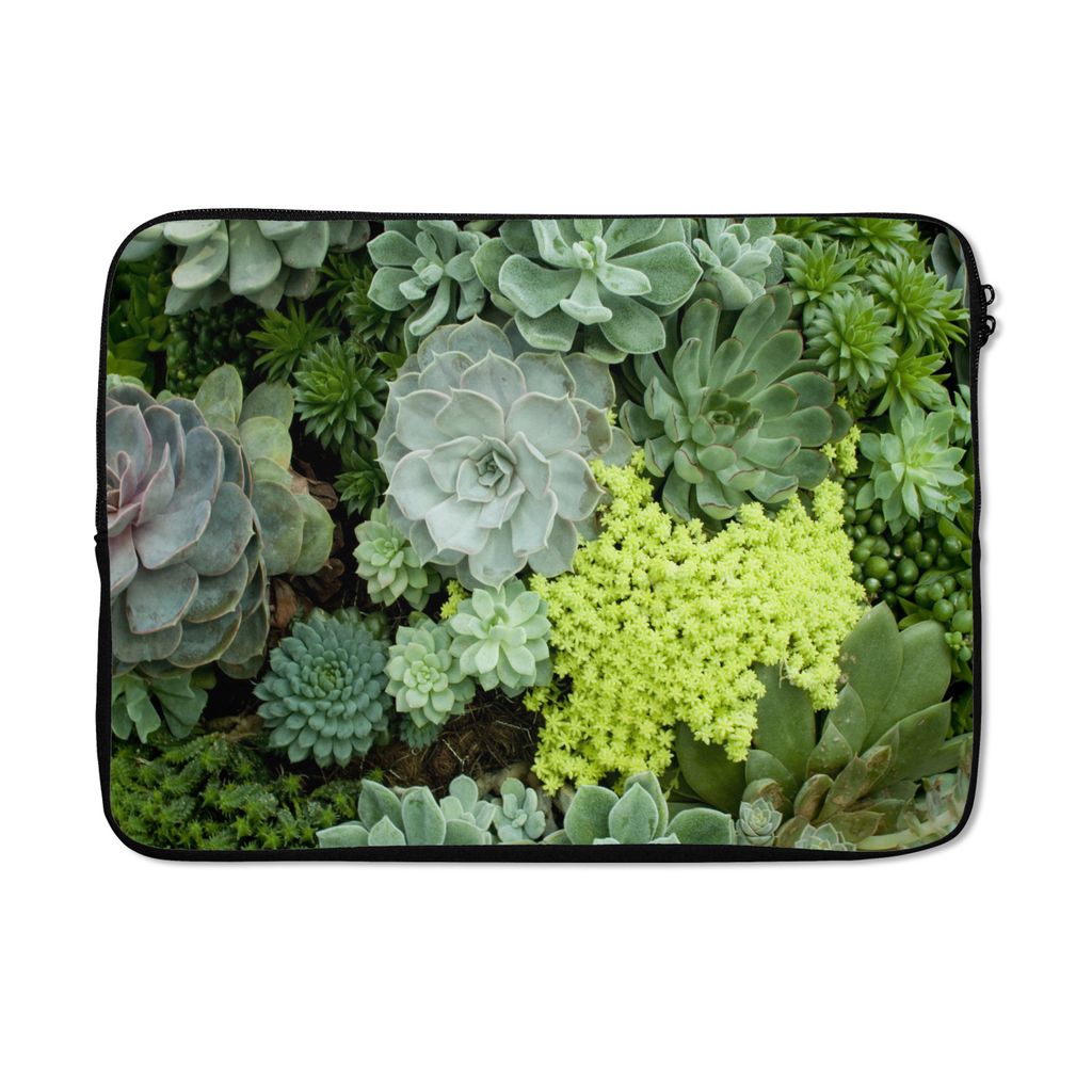 MuchoWow Laptop Hülle 13 Zoll Ein grünes und gelbes Blumenmuster Laptoptasche - Laptophülle - Sleeve - Rundumschutz