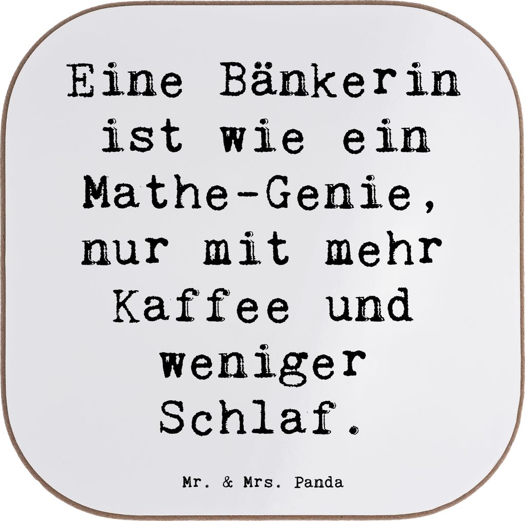 Mr. & Mrs. Panda Tassen Untersetzer Spruch Bänkerin Genie - Weiß - Geschenk, gläseruntersetzer, Anerkennung, Einzigartig, Tischschoner, Berufe, ...