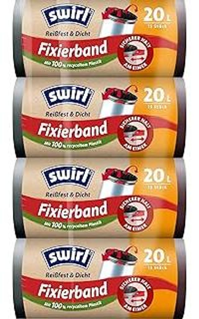 Swirl Reißfest & Dicht Fixierband Müllbeutel 20 l (4 x 15 Produktbild 
