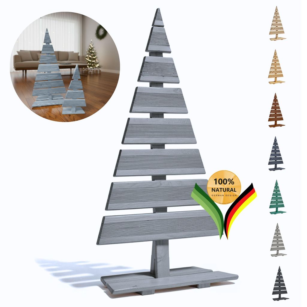 be4nature Tannenbaum Holz Höhe 92 cm Fußbreite 45 cm Weihnachtsbaum Alternative Weihnachtsdeko Holztannenbäume Groß Silber