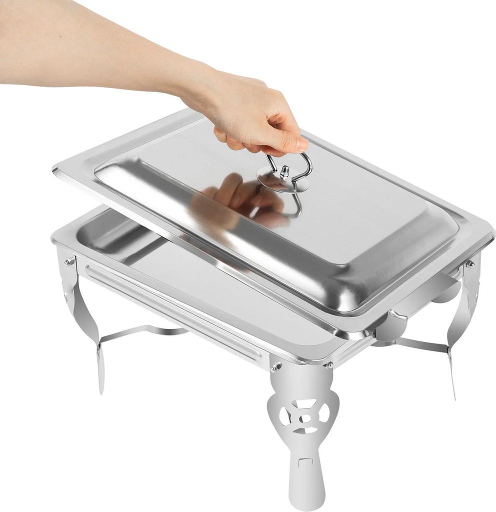 Buffetwärmer - Chafing Dish - Fassungsvermögen 6 L - Edelstahl 201 - Speisewärmer für Catering - Silber