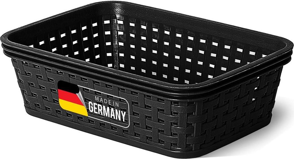 Novaliv Aufbewahrungskorb in Rattan-Optik ohne Deckel | Schwarz Kunststoff 1L Nestbar Storage boxes BPA-frei Ideale Aufbewahrungsbox Organizer Box ...