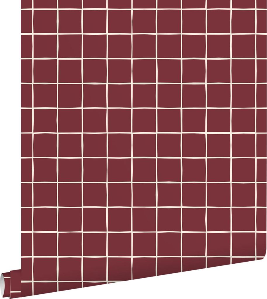 ESTAhome behang geblokt motief bordeaux rood 50 x 900 cm Productafbeelding 