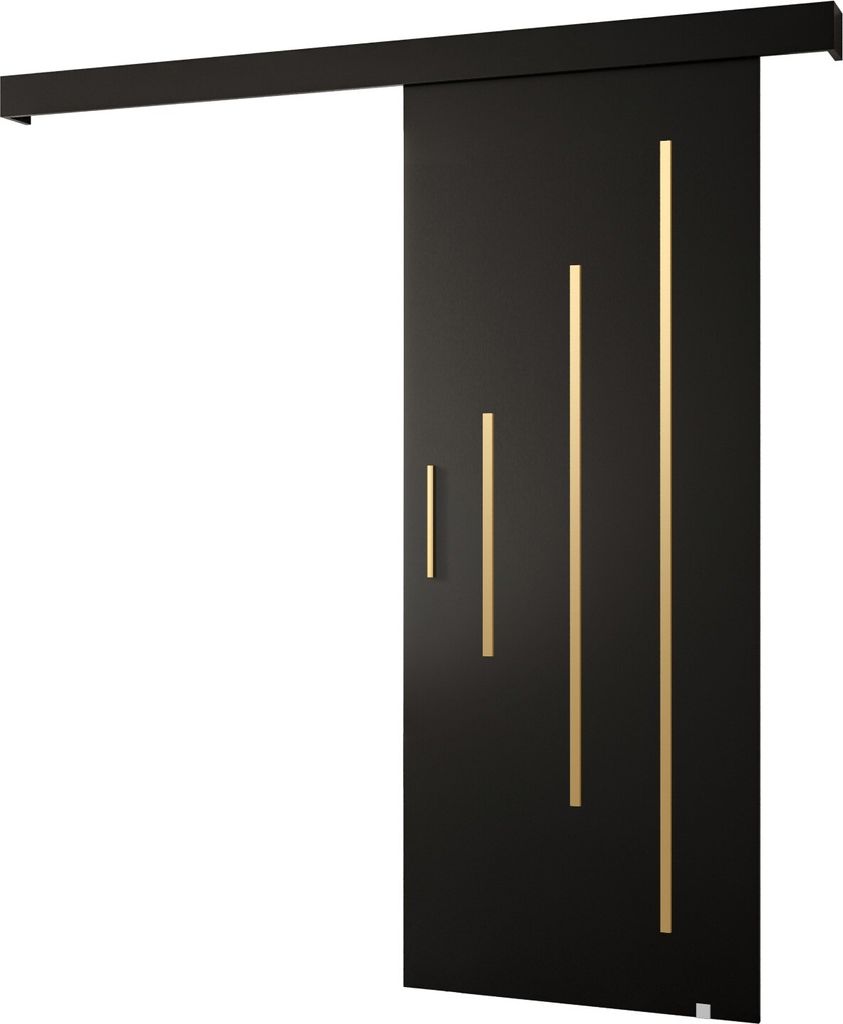 MEBLE KRYSPOL Schiebetürsystem SALWADOR Y mit Schienenabdeckung, Einbautüren, 90x204cm, Schwarz