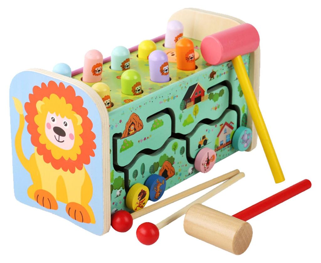 Hölzernes Hämmerspielzeug, Farberkennung, Verbesserung der Koordination, Labyrinthspiel, pädagogisches Hämmern für Kinder