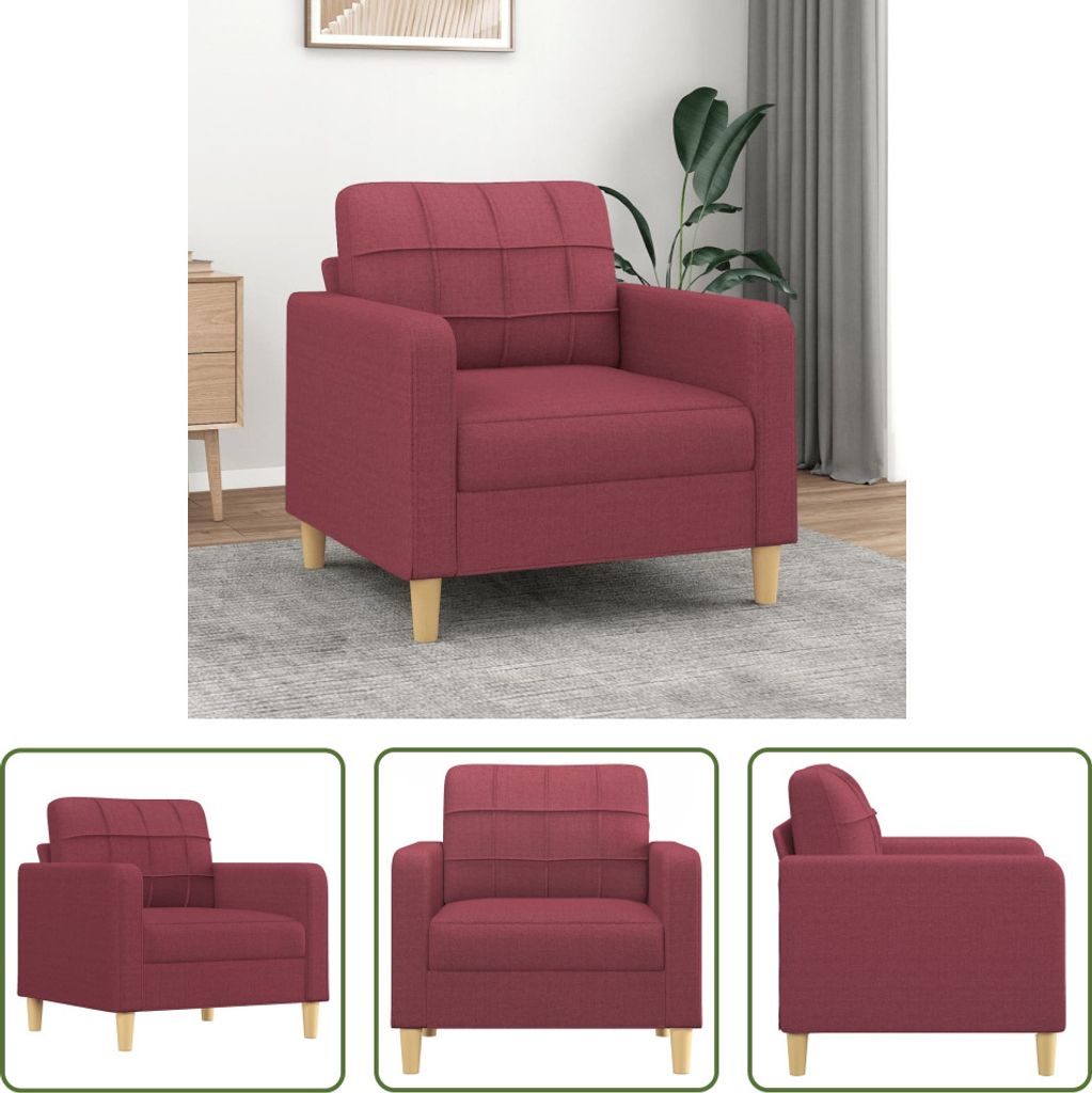 The Living Store Sofasessel Weinrot 60 cm Stoff