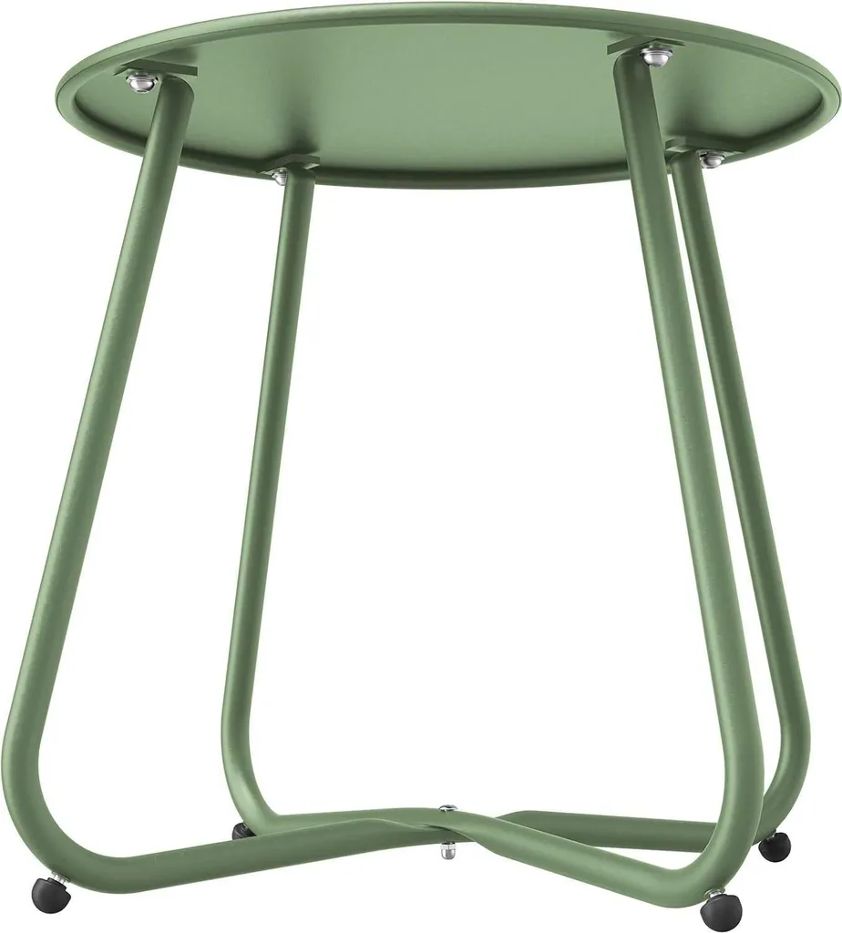 Table d'Appoint Extérieure Résistante Vert Sauge - Table Ronde Jardin - 5