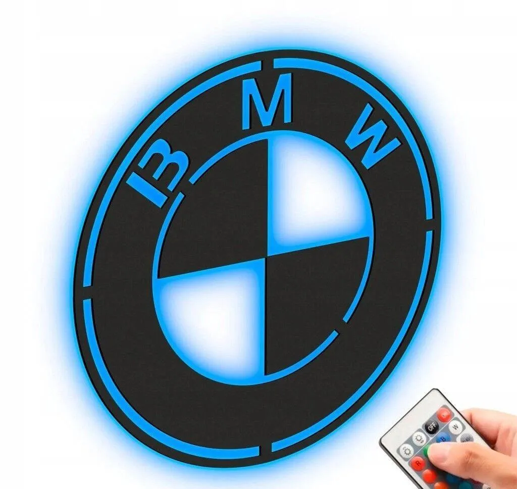 Décoration Murale BMW LED 50 cm - Habillez vos Murs avec ce Logo en Bois