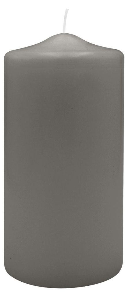 Spitzkopf Stumpen Kerzen Grau Grey 20 x Ø 9 cm, 6 Stück