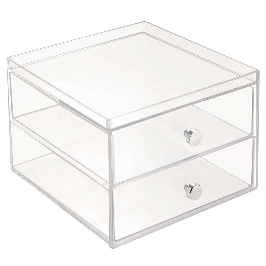 Schubladenschrank, Make-up Organizer, 2 Schubladen, 16,4 x 17,7 x 12,5 cm, Transparent, Kunststoff - iDesign | Drawers