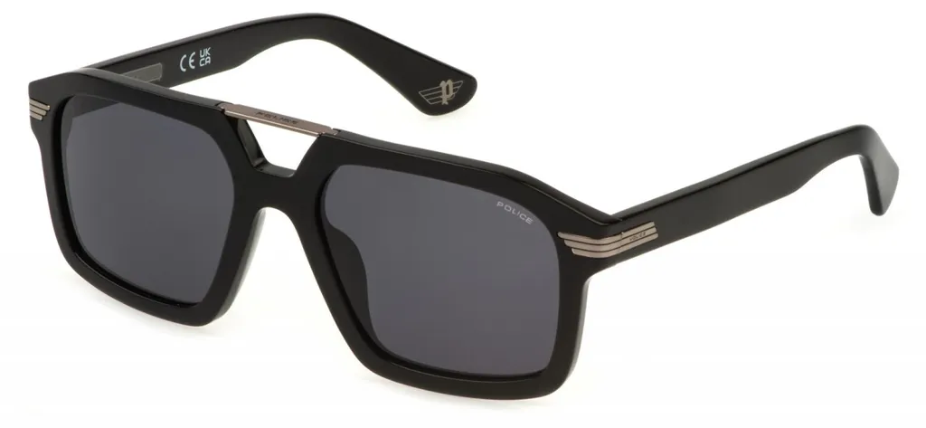 Lunettes de soleil Police SPLP28 560700 rectangulaires noir mat pour homme