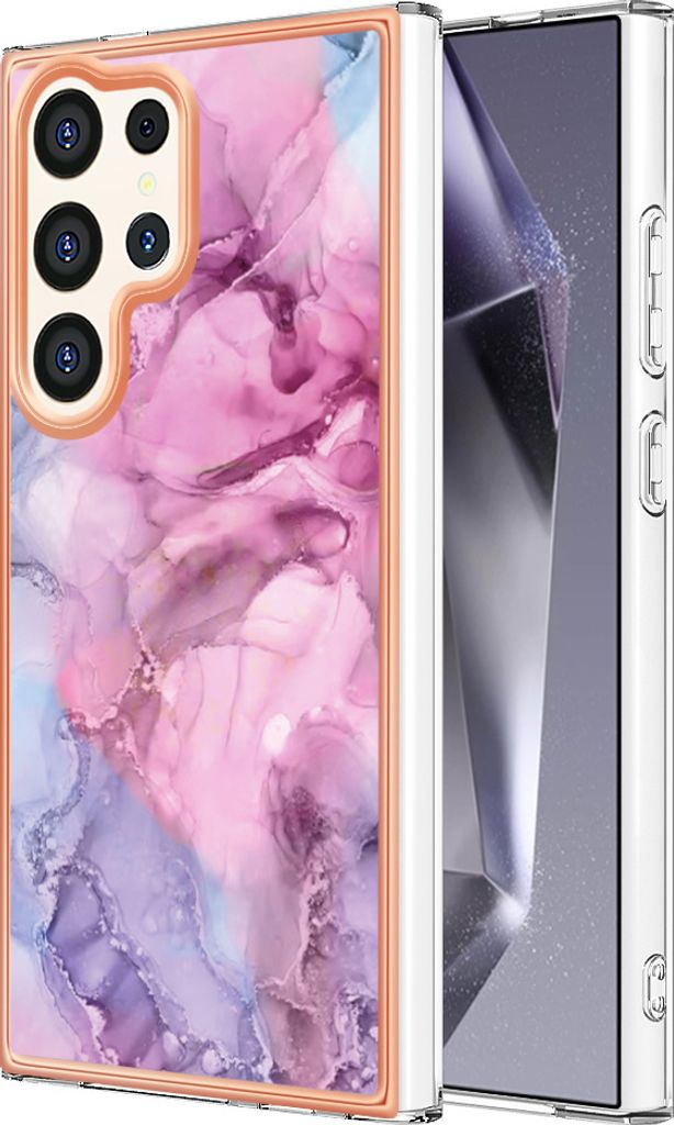 Galaxy S24 Ultra Hülle, Muster TPU Silikon Stoßdämpfer Bumper Schutzhülle für Samsung Galaxy S24 Ultra Pink