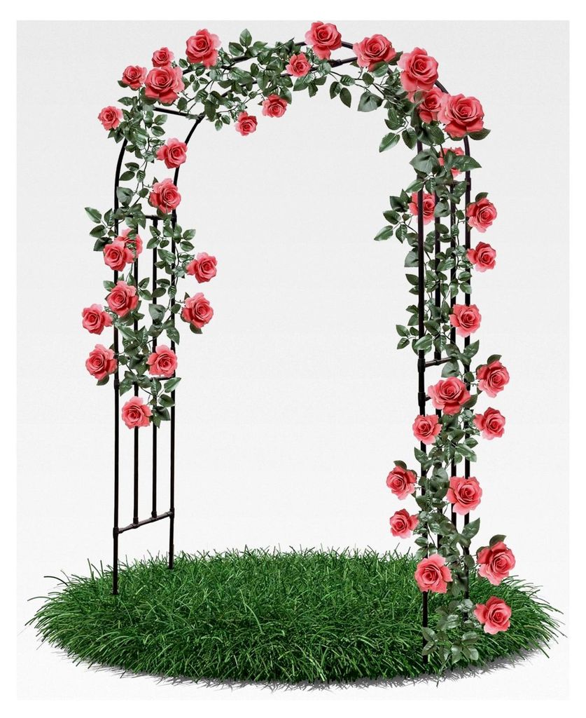 Rosenbogen 120x240x40 cm aus PE-ummanteltem Stahl schwarz für Kletterpflanzen
