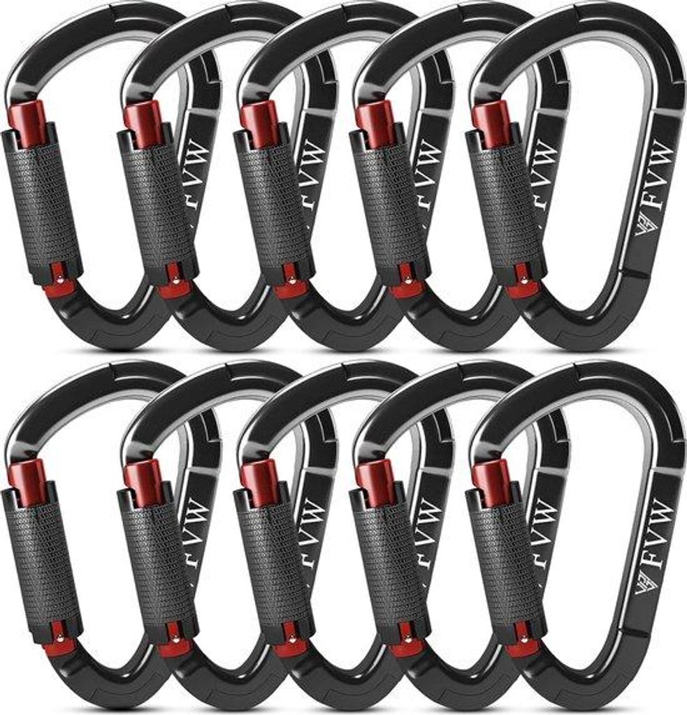 Kletterhaken-Set, 3 Stück, UIAA-geschäftlich , 25 kN, Automatikverschluss, Karabinerklips für Klettersteige, Seilsicherungen, Hunde-Sicherheitsa...