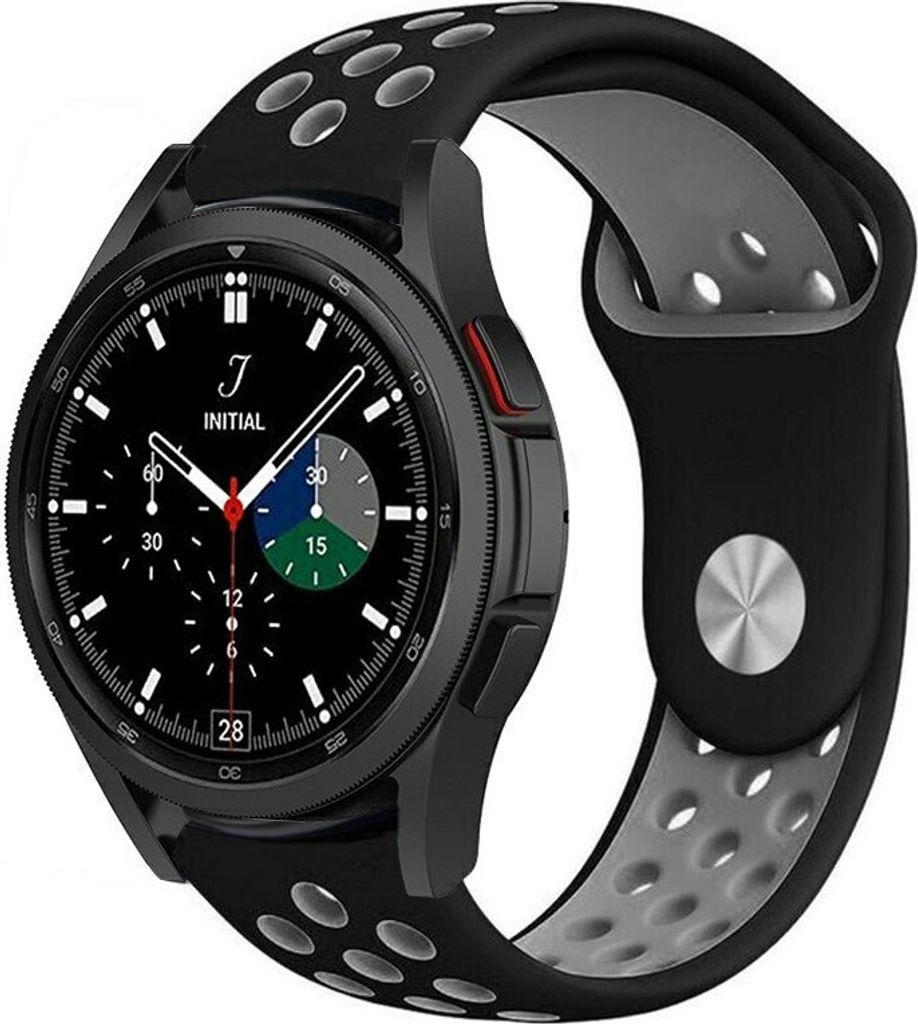 Strap-it Samsung Galaxy Watch 4 Classic 46mm Sportarmband (Schwarz/Grau)