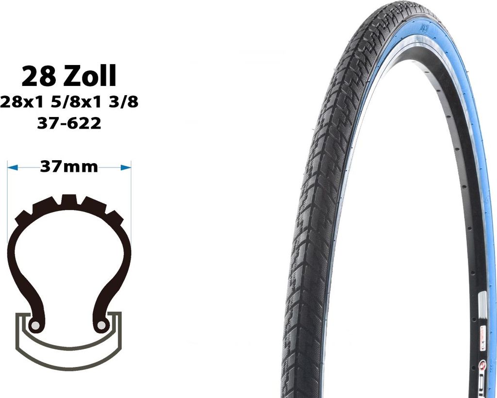 28 Zoll Fahrrad Reifen 37-622 Mantel Trekking Bike 28x1 5/8x1 3/8