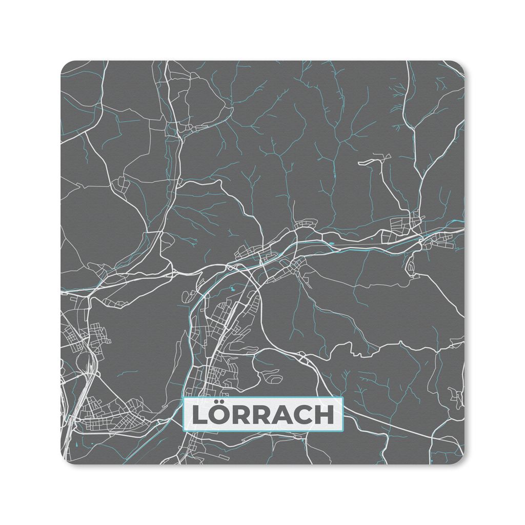 MuchoWow Mauspad Mousepad Lörrach - Stadtplan - Blau - Karte - Deutschland 30x30 cm - Mousepads - Maus Mat - Pad - Mausunterlage - Gaming