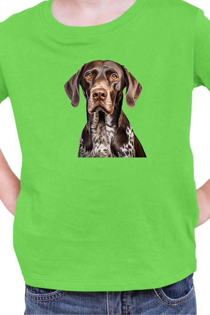 Kinder T-Shirt Dogs Breeds German Shorthaired Pointer Dog Breed 007, 3-4 Jahr - 104 / Lime