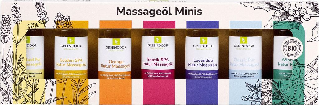 GREENDOOR Massageöl Sortiment als Minis Produktbild 